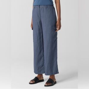 Eileen Fisher Organic Linen Cargo Pant in Eclipse Size M. NWT